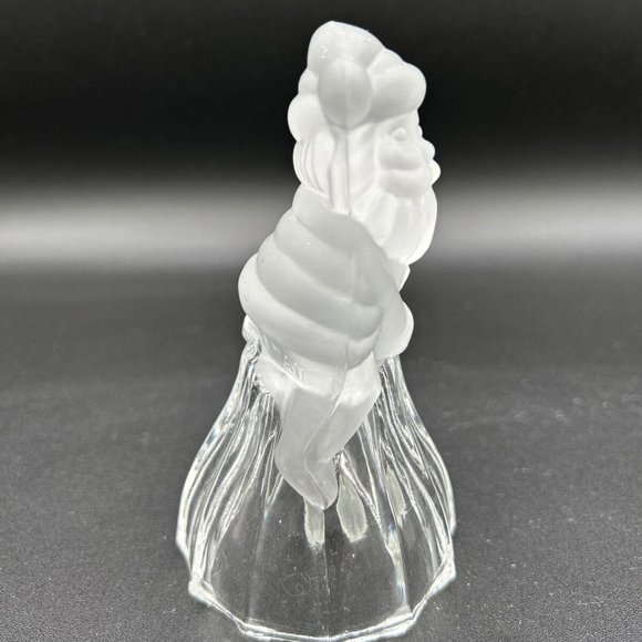 Vintage Crystal Clear Holiday Christmas Bell- Santa Claus Frosted 4 5/8” - Picture 2 of 5